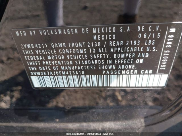 3VW2K7AJ0FM423618 Volkswagen Jetta 2.0l S