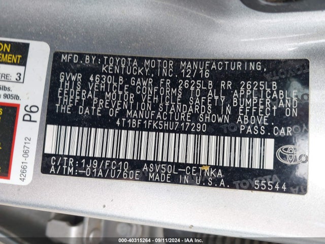 4T1BF1FK5HU717290 Toyota CAMRY LE