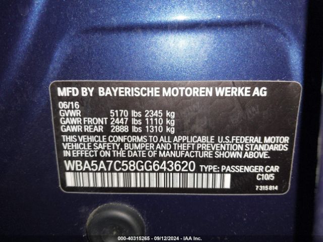 WBA5A7C58GG643620 BMW 528i Xdrive