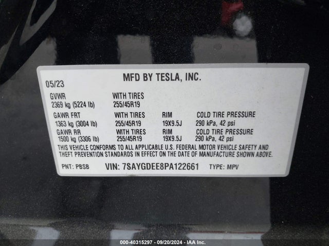 2023 TESLA MODEL Y 7SAYGDEE8PA122661 Photo 8