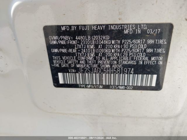 JF2SJAGC5HH581974 Subaru Forester 2.5i Premium