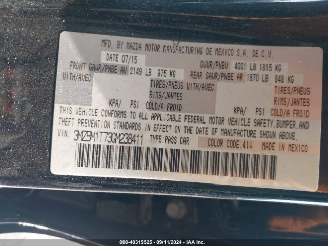 3MZBM1T73GM238411 Mazda Mazda3 I Sport