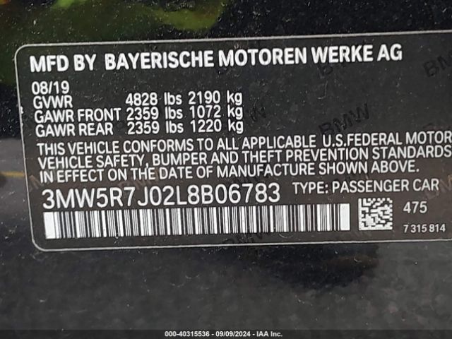 3MW5R7J02L8B06783 BMW 3 Series 330i Xdrive
