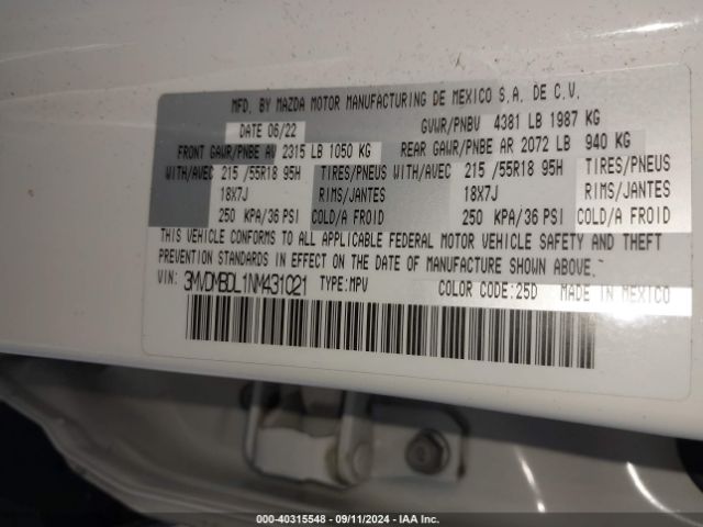 3MVDMBDL1NM431021 Mazda Cx-30 Premium