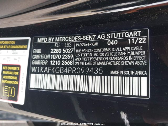 W1KAF4GB4PR099435 Mercedes-Benz C 300 Sedan