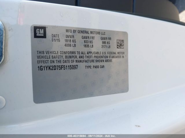 1G1YK2D75F5115097 Chevrolet Corvette Stingray Z51