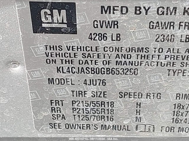 KL4CJASB0GB653290 Buick Encore