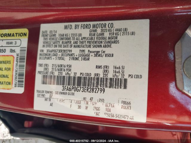 3FA6P0G73ER282799 Ford FUSION S