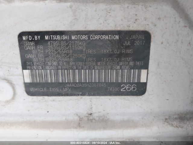 JA4AD2A35HZ067045 Mitsubishi Outlander Es