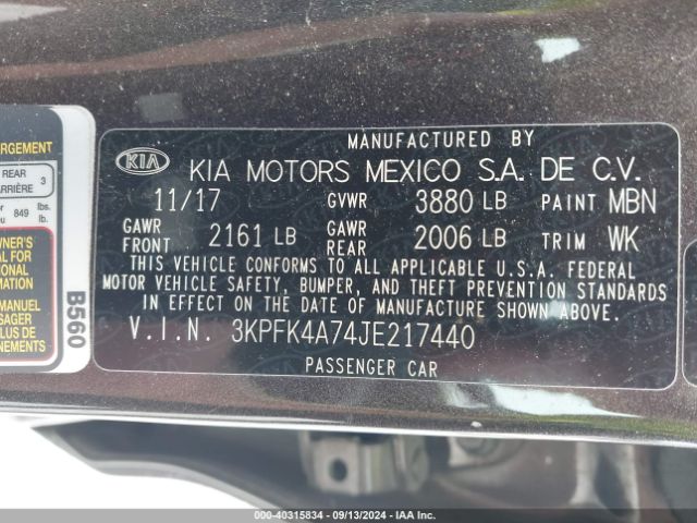 3KPFK4A74JE217440 KIA FORTE LX
