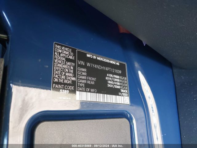 W1Y4NDHY4PT121039 Mercedes-Benz Sprinter 2500 High Roof 4-cyl Diesel Ho