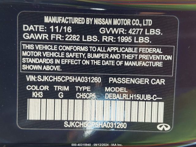 SJKCH5CP5HA031260 Infiniti Qx30 Premium