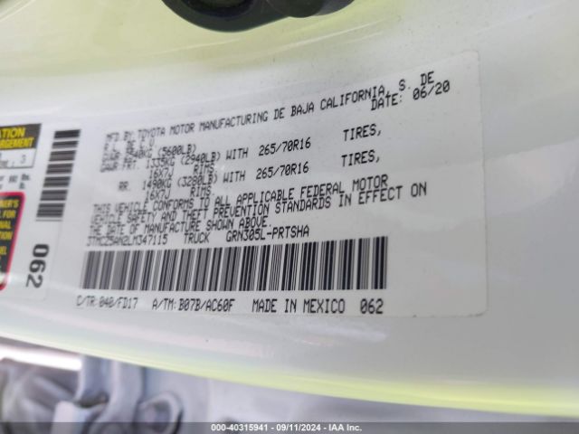 3TMCZ5AN2LM347115 Toyota Tacoma Trd Off-road