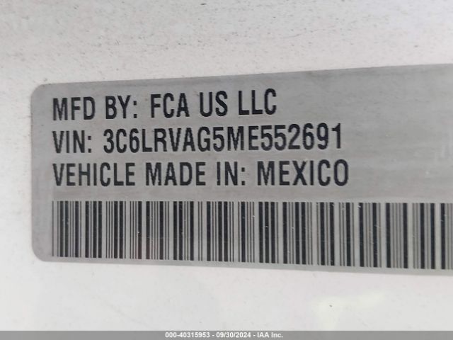 3C6LRVAG5ME552691 RAM Promaster 1500 Low Roof 136 Wb