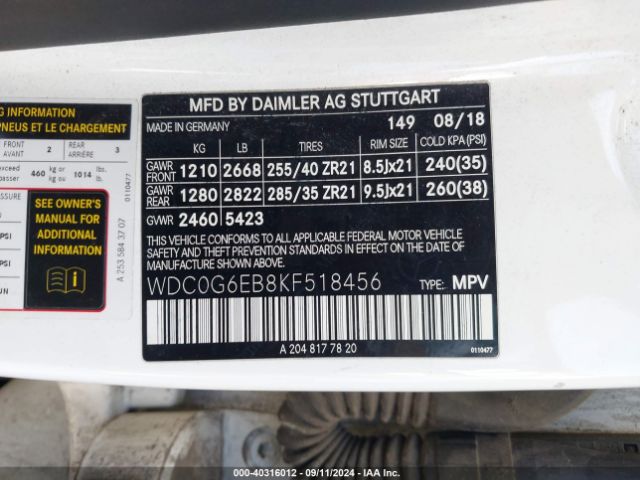 WDC0G6EB8KF518456 Mercedes-Benz Amg Glc 43 4matic