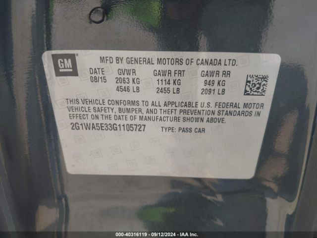 2G1WA5E33G1105727 Chevrolet Impala Limited Ls