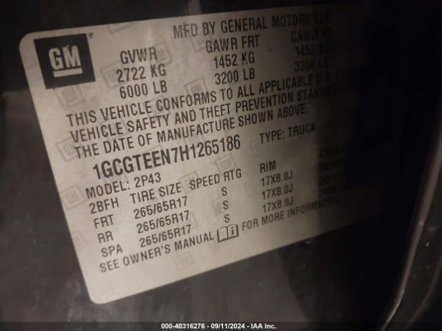 1GCGTEEN7H1265186 Chevrolet Colorado Zr2