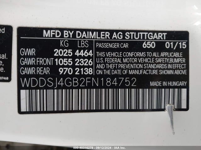 WDDSJ4GB2FN184752 Mercedes-Benz CLA 250 4MATIC