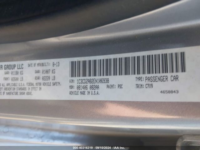 1C3CDZAB2EN106938 Dodge AVENGER SE
