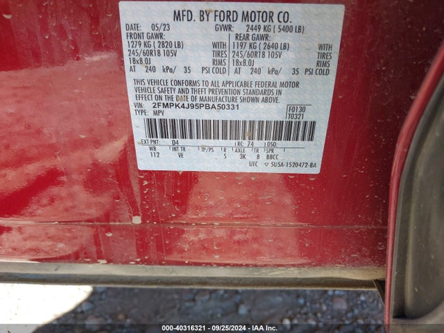 Ford EDGE SEL 2023 2FMPK4J95PBA50331 Image 9