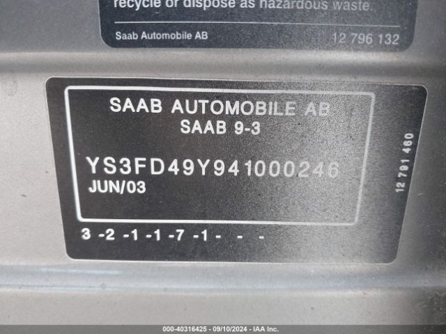 2004 SAAB 9-3 YS3FD49Y941000246 Photo 8