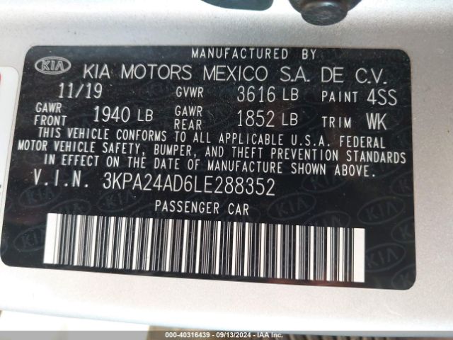 3KPA24AD6LE288352 KIA RIO S