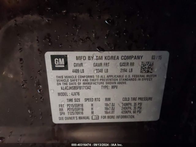 KL4CJHSB5FB171342 Buick Encore Premium