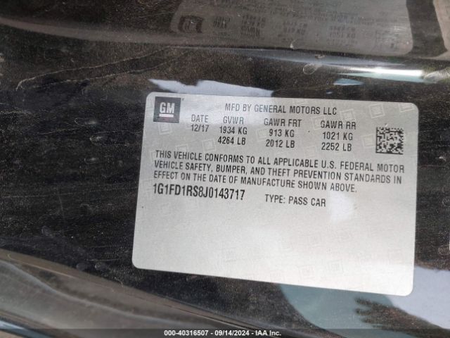 1G1FD1RS8J0143717 Chevrolet Camaro 2lt