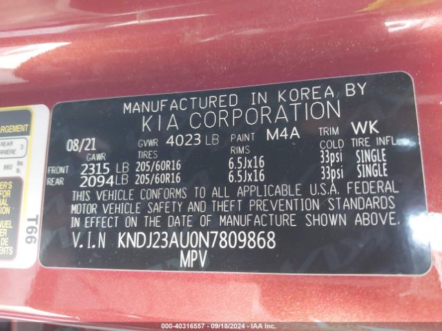KNDJ23AU0N7809868 KIA SOUL LX