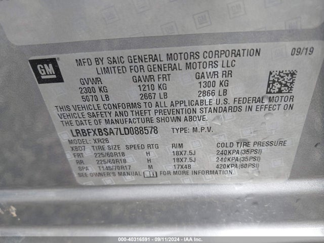 LRBFXBSA7LD088578 Buick Envision Fwd Preferred