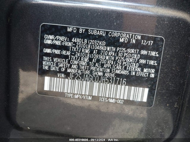 Subaru Forester 2.5i Premium 2018 JF2SJAGC0JH531716 Image 9