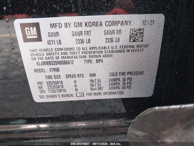 KL4MMBS20NB086612 Buick Encore Gx Fwd Preferred