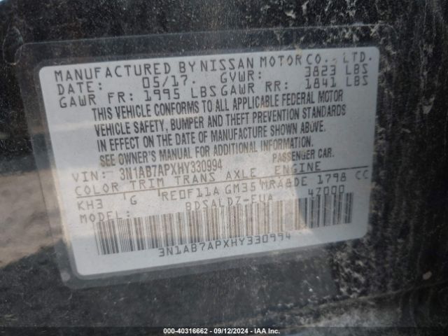 3N1AB7APXHY330994 Nissan SENTRA SV