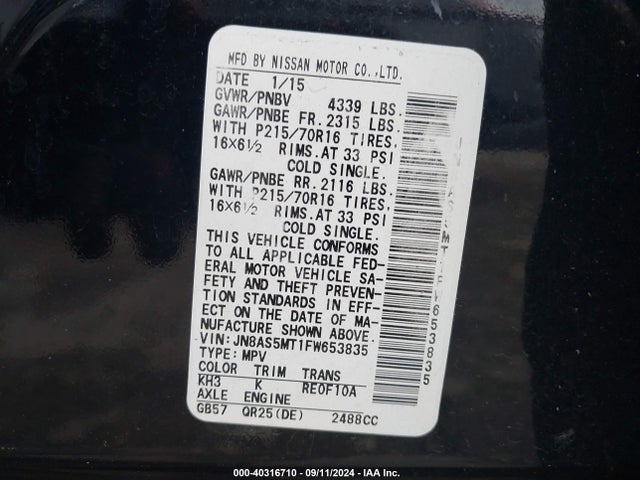 Nissan Rogue Select S 2015 JN8AS5MT1FW653835 Image 9