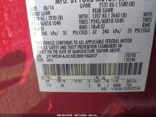Ford EDGE SEL 2014 2FMDK4JC0EBB18207 Image 9