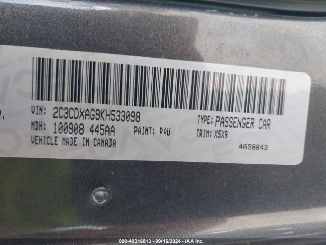 2C3CDXAG9KH533098 Dodge Charger Police Rwd