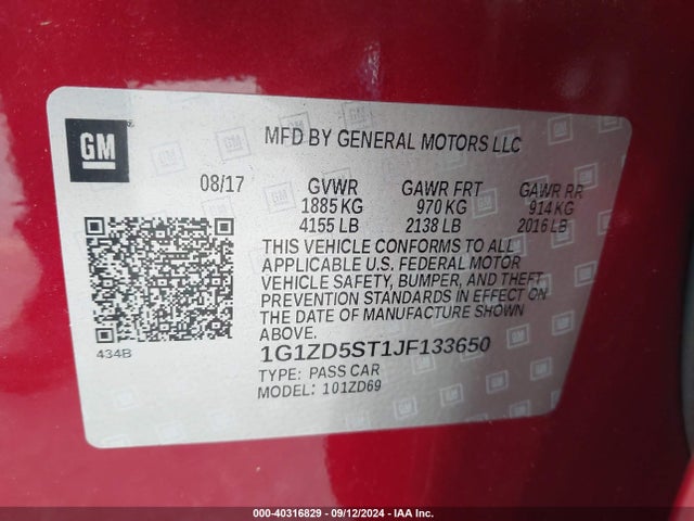 Chevrolet MALIBU LT 2018 1G1ZD5ST1JF133650 Image 9