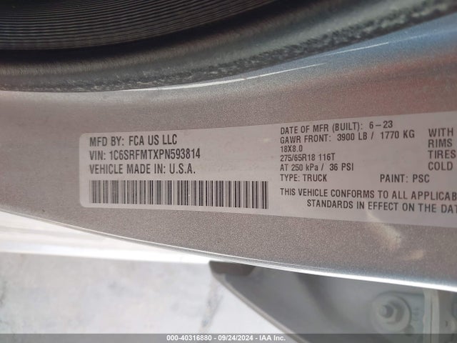 RAM 1500 Lone Star  4x4 6'4 Box 2023 1C6SRFMTXPN593814 Image 9