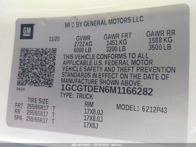 1GCGTDEN6M1166282 Chevrolet Colorado 4wd  Short Box Z71