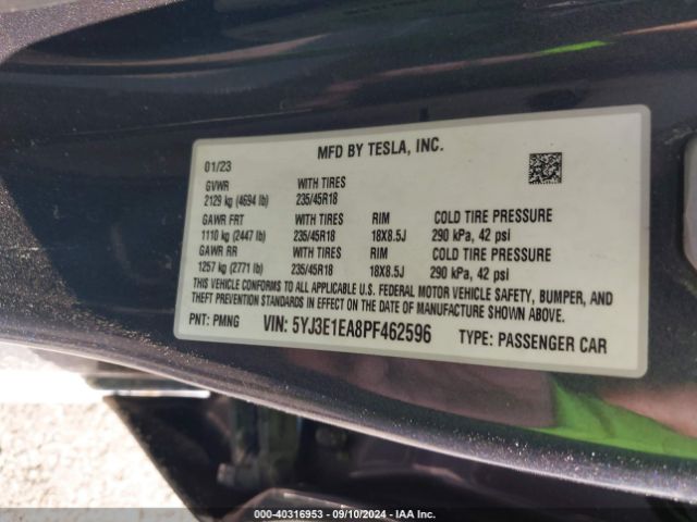 5YJ3E1EA8PF462596 Tesla Model 3 Rear-wheel Drive