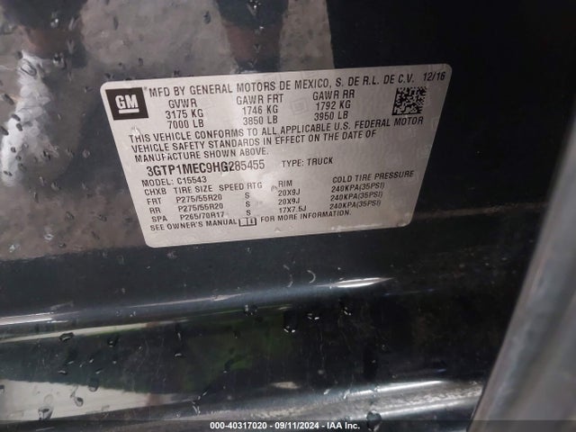GMC Sierra 1500 Sle 2017 3GTP1MEC9HG285455 Image 9