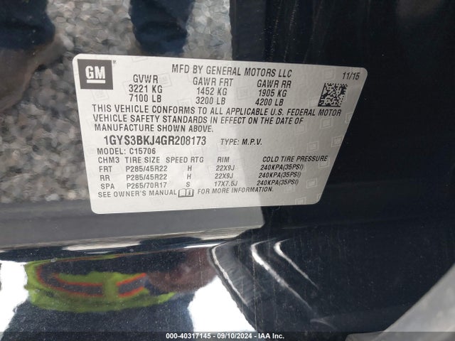 1GYS3BKJ4GR208173 Cadillac Escalade Luxury Collection