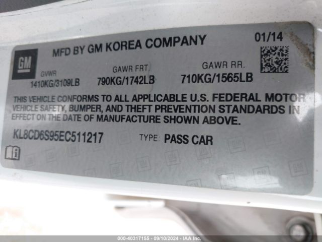 KL8CD6S95EC511217 Chevrolet Spark 1lt Auto