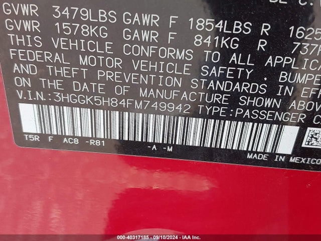 Honda Fit Ex/ex-l 2015 3HGGK5H84FM749942 Image 9