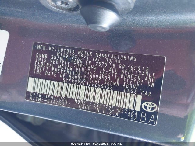 Toyota Corolla S Plus 2014 5YFBURHE4EP099498 Image 9