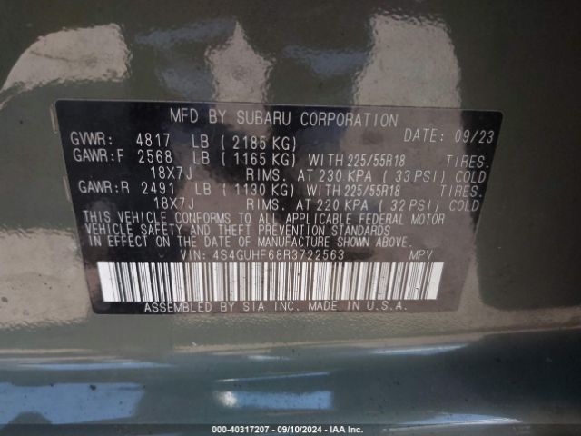 4S4GUHF68R3722563 Subaru Crosstrek Sport