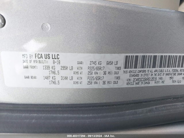 Dodge Grand Caravan Sxt 2019 2C4RDGCG5KR512519 Image 9