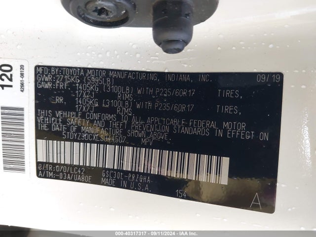 Toyota Sienna Xle Premium 2020 5TDYZ3DCXLS044507 Image 9