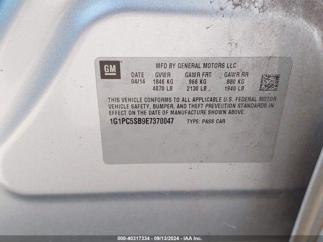 Chevrolet Cruze 1lt Auto 2014 1G1PC5SB9E7370047 Image 9