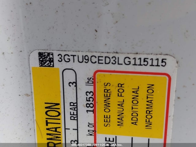 GMC Sierra 1500 4wd  Short Box Elevation 2020 3GTU9CED3LG115115 Image 9